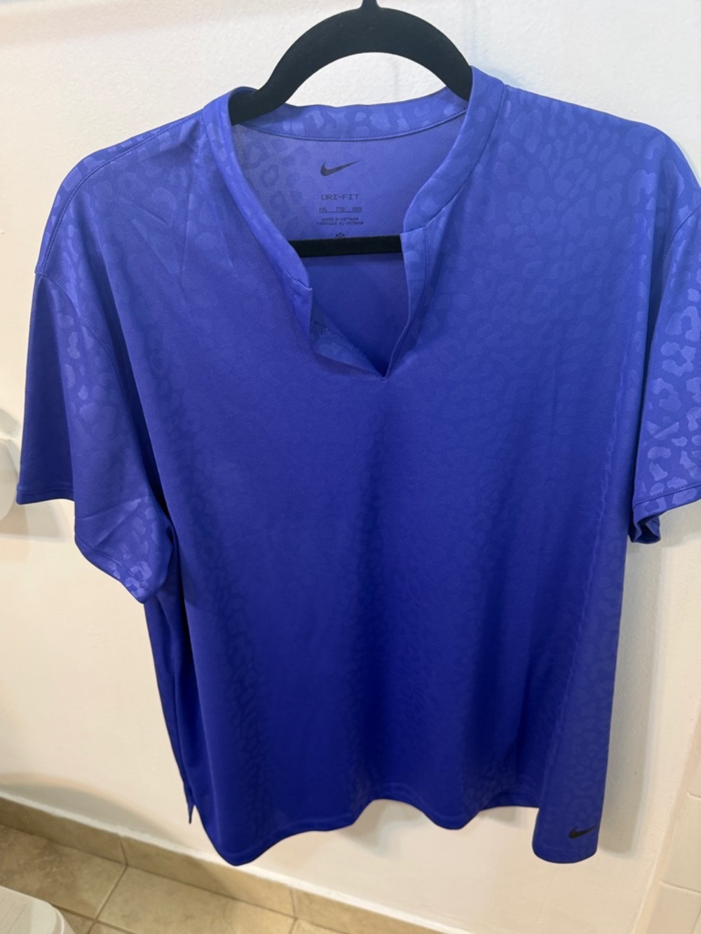 Nike Dri-FIT Golf Polo Shirt XXL Blue Animal Print Performance Top